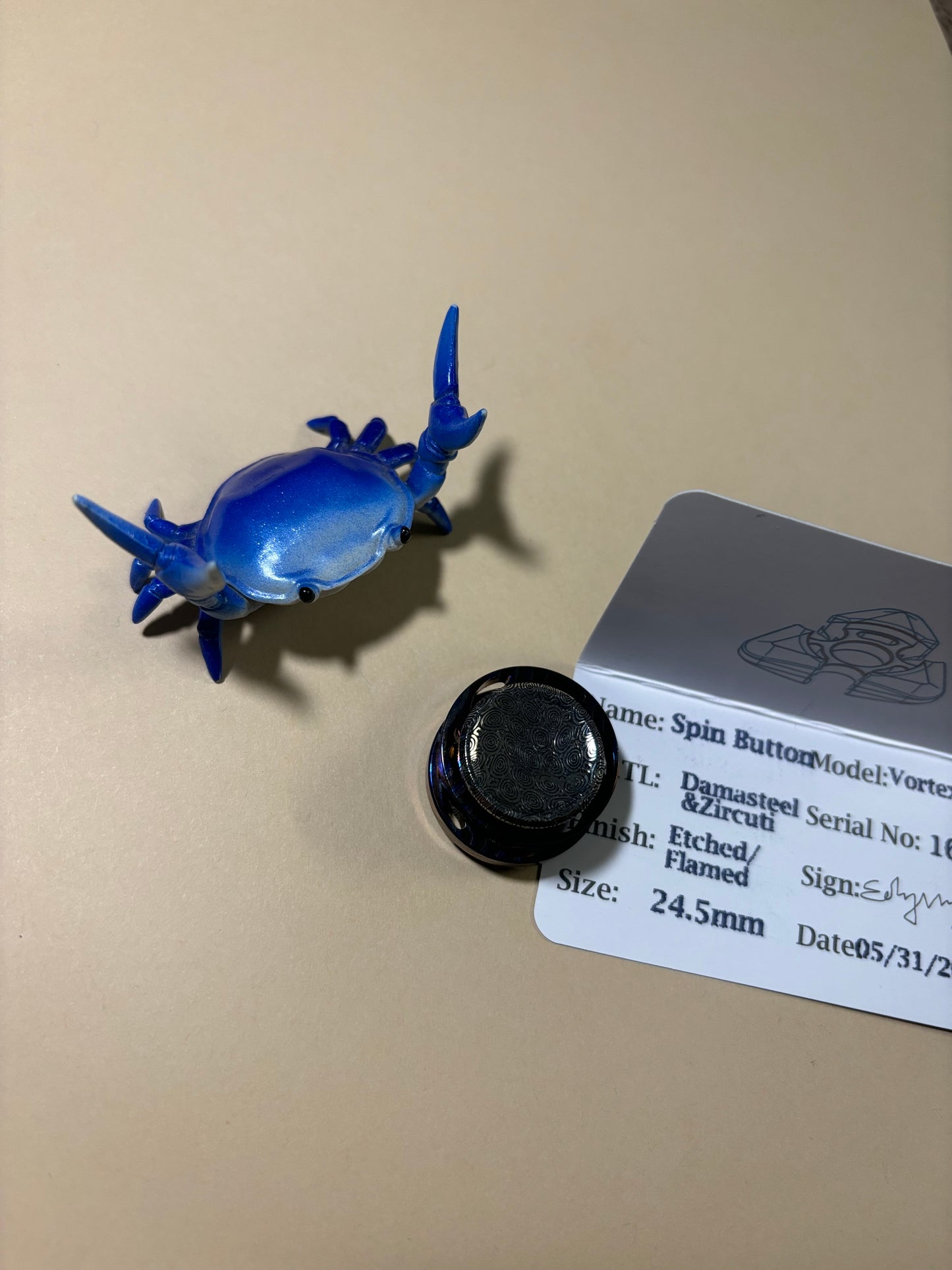 Njthandpower NJT - damasteel and zircuti vortex 2.0 button - fidget toy