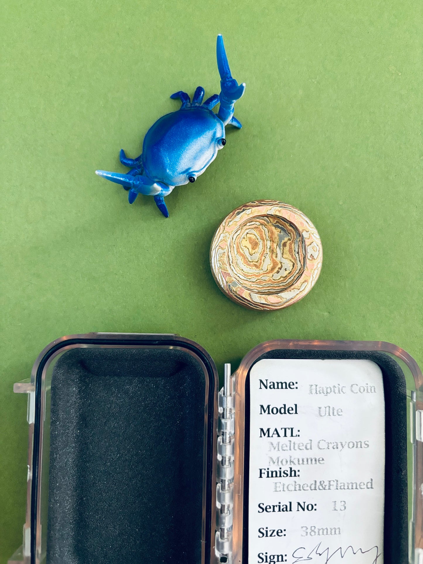 njthandpower NJT - Mokume melted crayon Ulte haptic coin - fidget toy