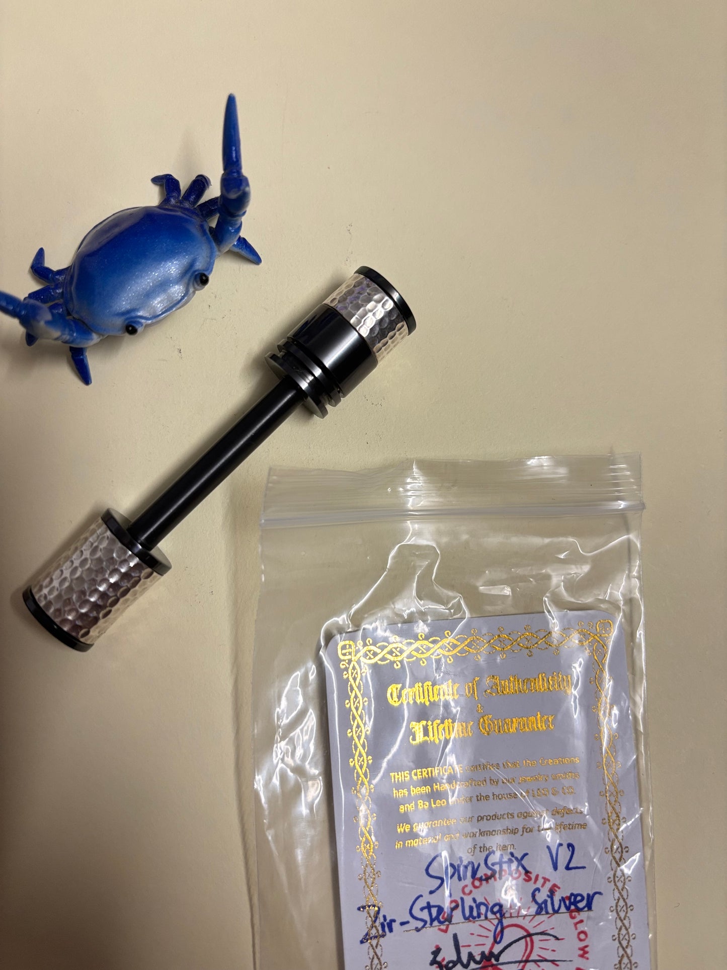 LC Creation - zirc/silver spin stick - fidget toy