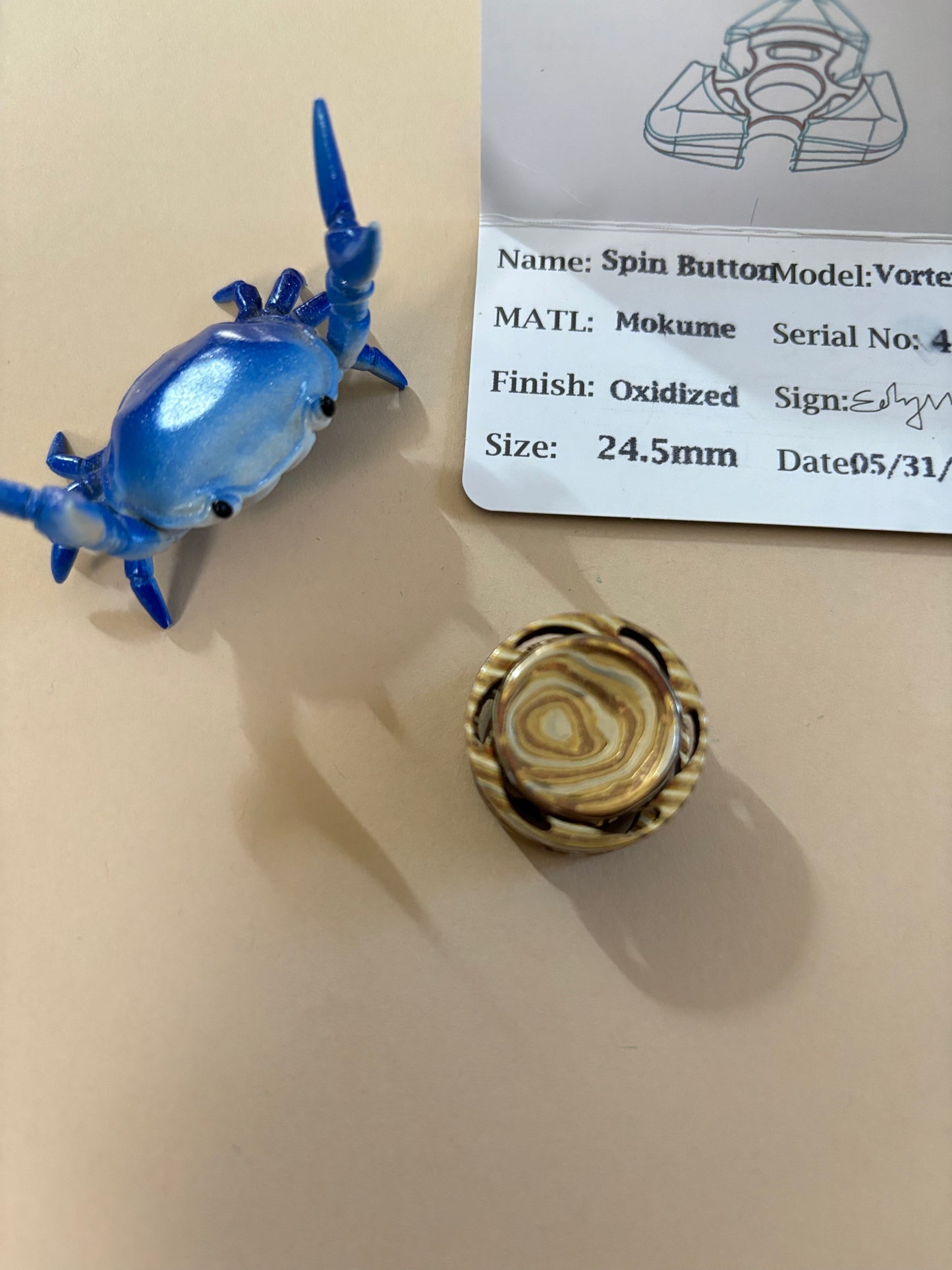 Njthandpower NJT - Mokume vortex 2.0 button - fidget toy