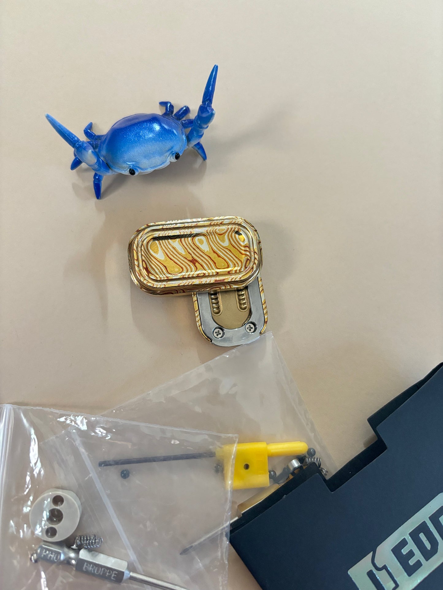 01Edc - rotating mechanical slider -mokume - fidget toy