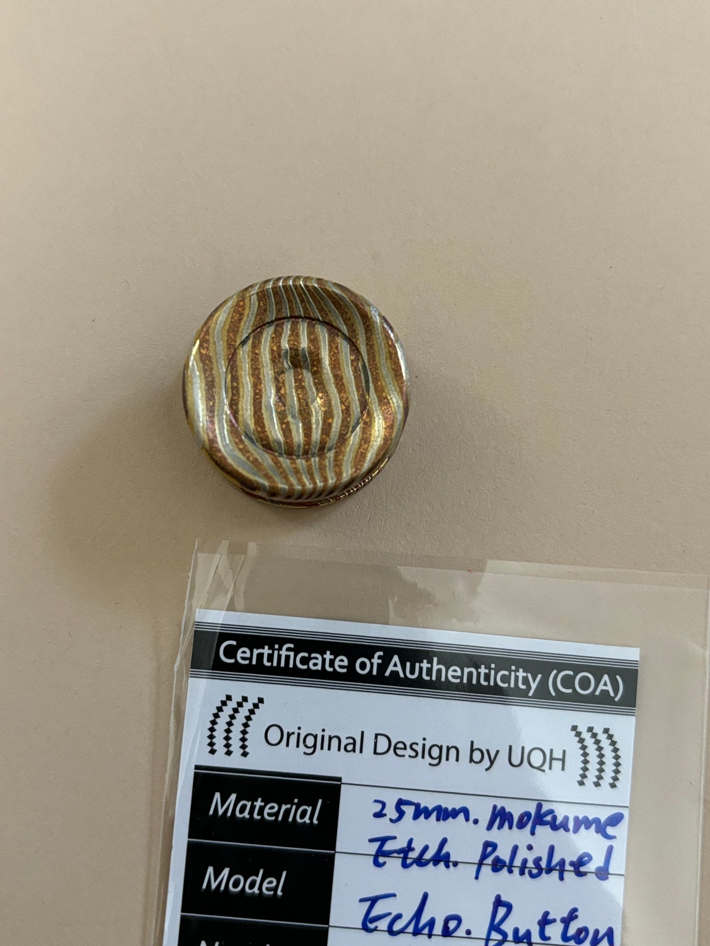 UQH - mokume echo button - 25mm - fidget spinner - Fidget toy