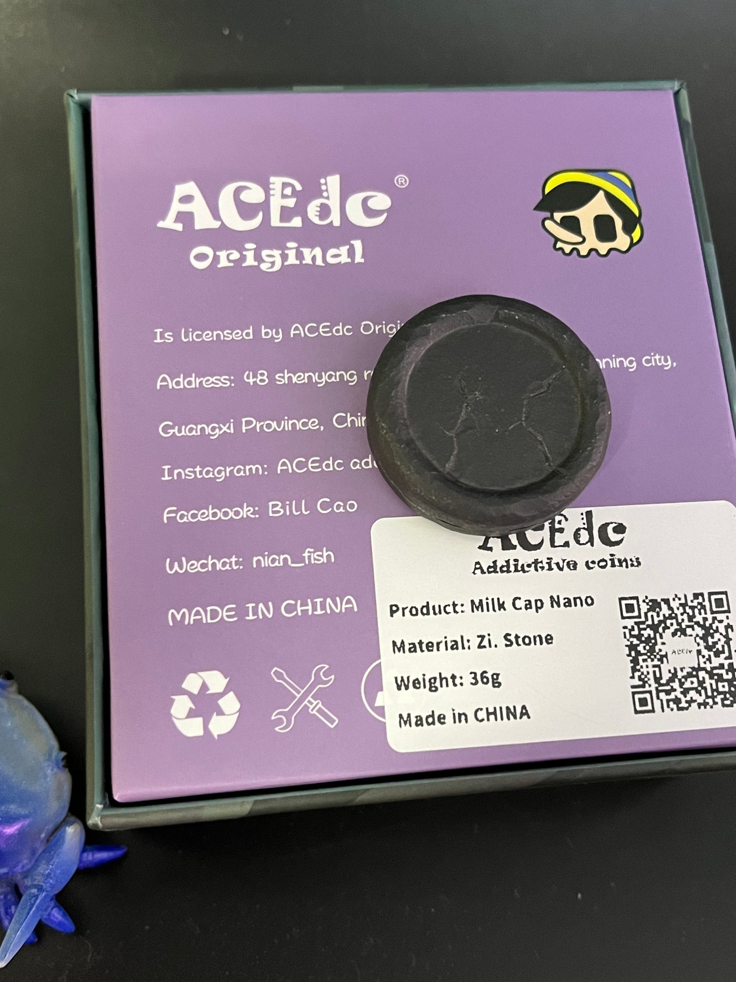 ACEDC nano milk cap - zirc stone pattern - haptic coin - fidget toy