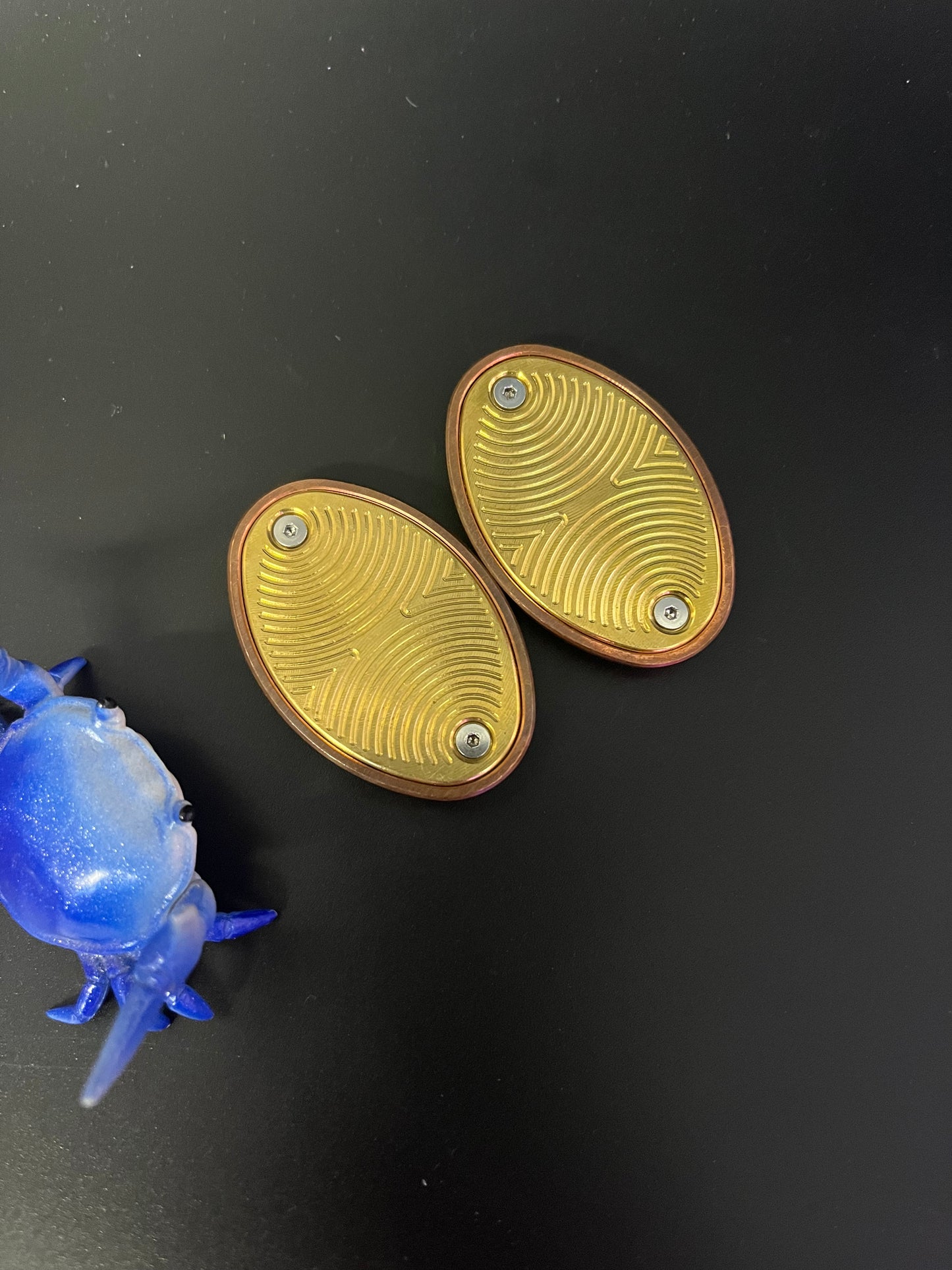 2R zephyr slider - copper with brass plate - fidget slider / fidget toy