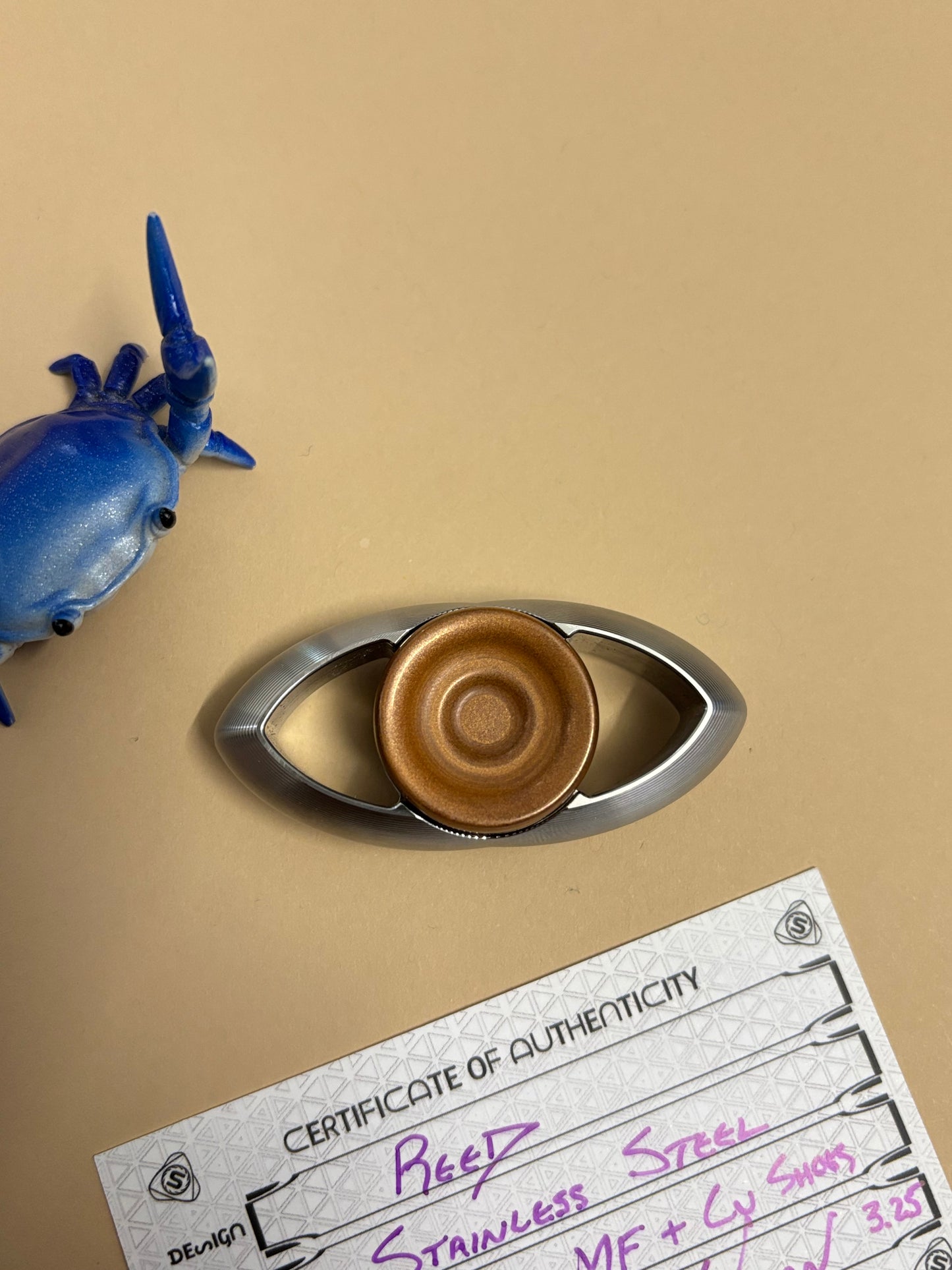 Sacred spin - Reed - Stainless steel with CU button - fidget spinner fidget toy