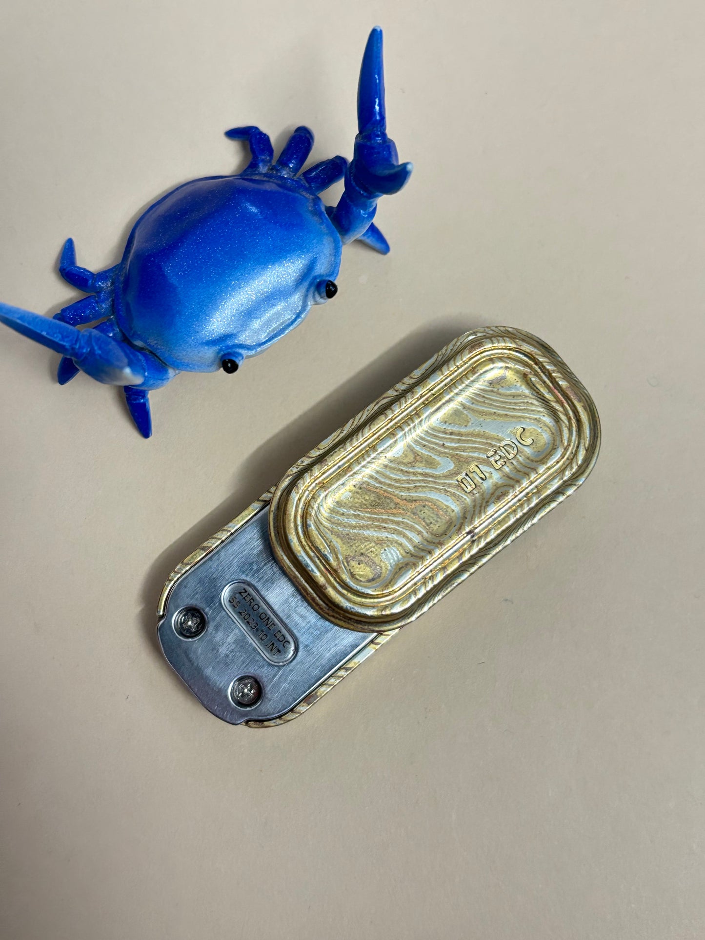 01Edc - rotating mechanical slider -mokume - fidget toy