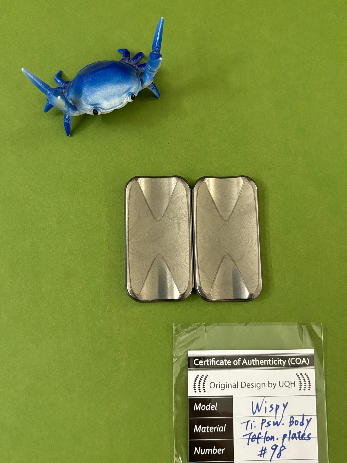 UQH - Wispy slider -  titanium with teflon plates - Fidget toy