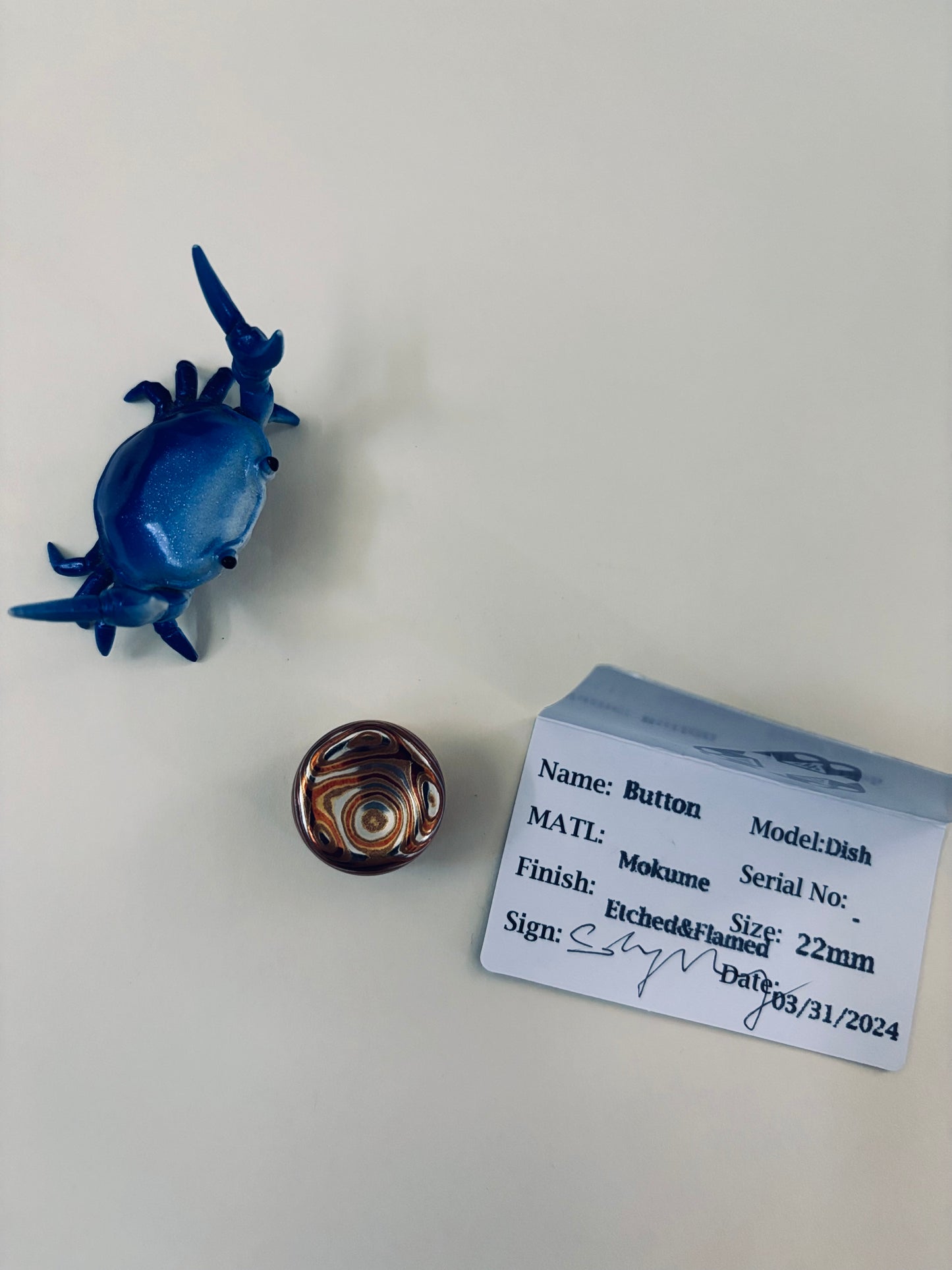 Njthandpower NJT - mokume 22mm dish button - fidget toy