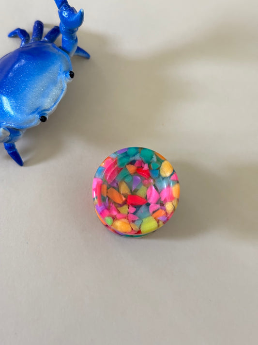 2R smooth confetti button - glow in dark - fidget spinner /  fidget toy