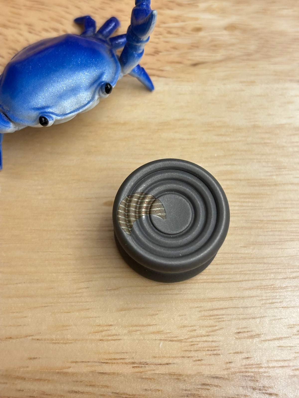 Vart - button 24mm x 17mm zirc/Mokume moon inlay - fidget spinner  - fidget toy