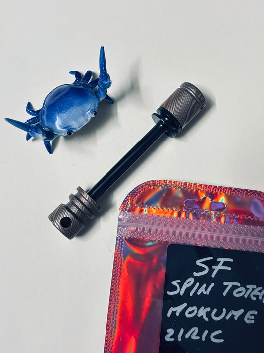 SF Metal Alchemy Spin totem - Mokume/zirc spin stick - fidget toy