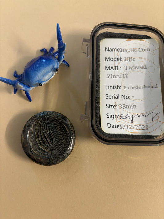 njthandpower NJT - zircuti twist etched Ulte haptic coin - fidget toy