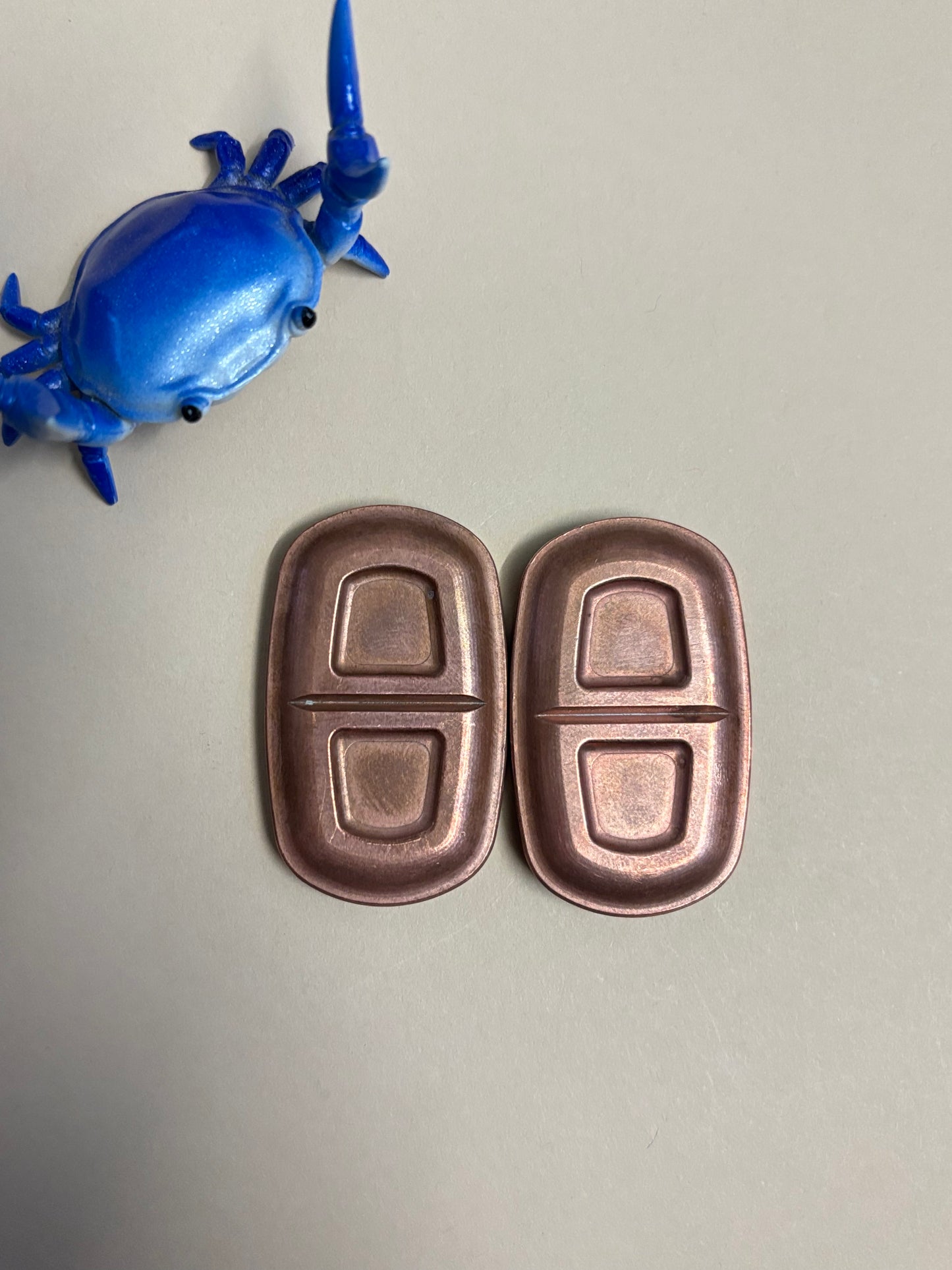 Fidget things - chonky tab - copper with brass plates - fidget toy