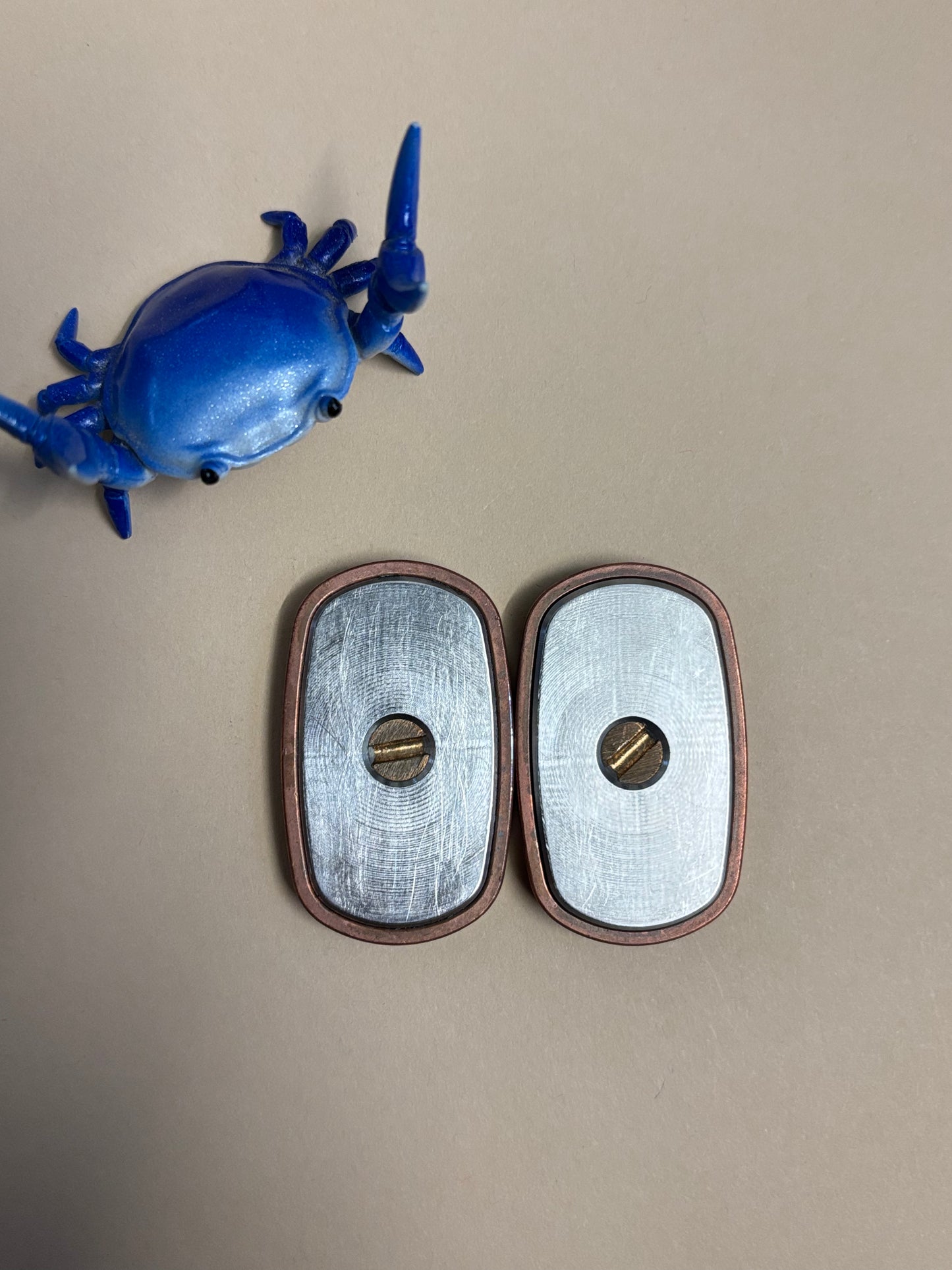 Fidget things - chonky tab - copper with brass plates - fidget toy