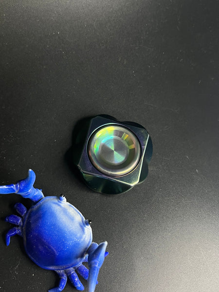 Sacred spin - Tipper - tungsten  body / Ti flamed button  - fidget spinner fidget toy
