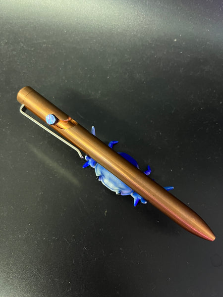 Tactile Turn - copper short bolt action pen with Damascus bolt - edc