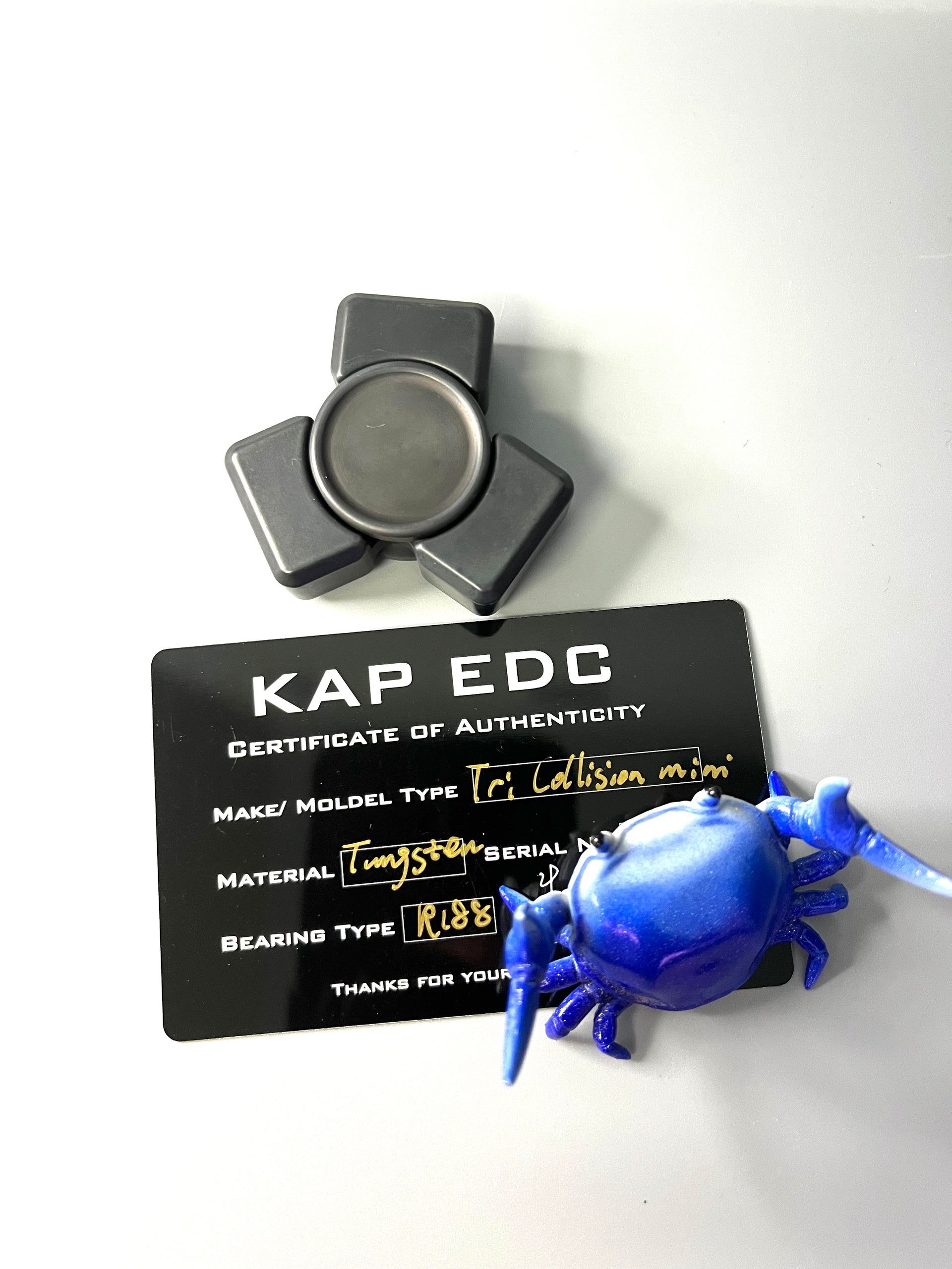 KAP - blackened - tungsten tri collision mini fidget spinner