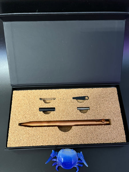 Modern Fuel - copper - bolt action pen with Damascus bolt and clip - edc